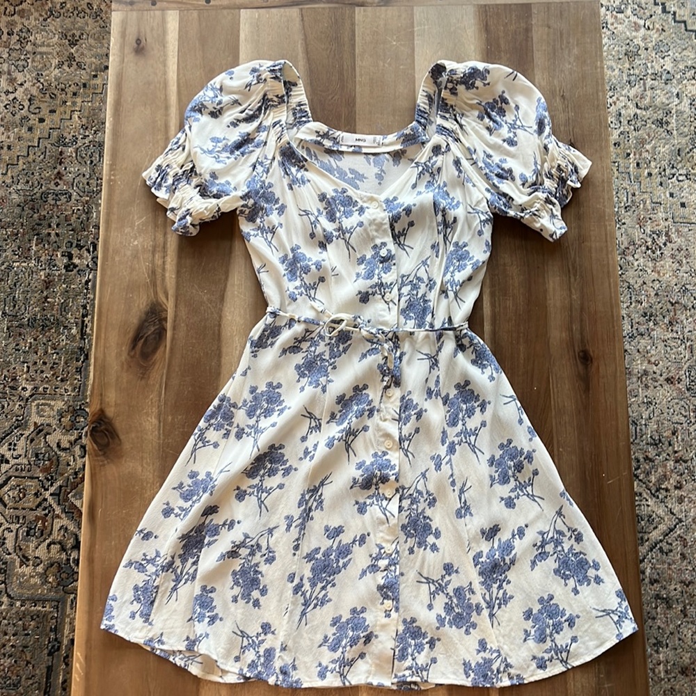 Blue and white floral dress